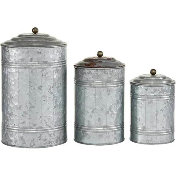 Metal Living Room Decorative Jars Galvanized Ribbed Decorative Container - Picture 7 of 7